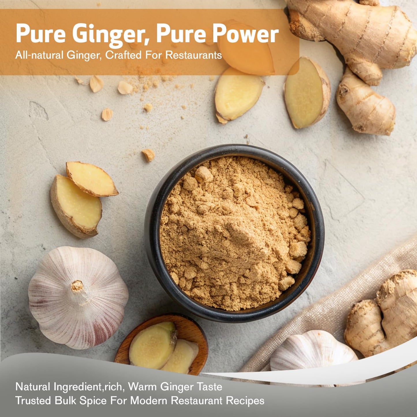 Golden Harvest Ginger Powder - 5 lbs (2.26kg) Bulk Pack - Premium All Natural Ground Ginger - Non-GMO, Gluten-Free & Halal - For Restaurants, Cooking