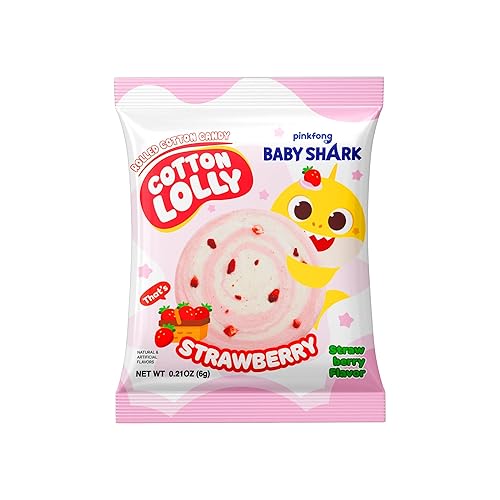 Cotton Lolly Baby Shark Strawberry Cotton Candy 0.21oz 10 Packs