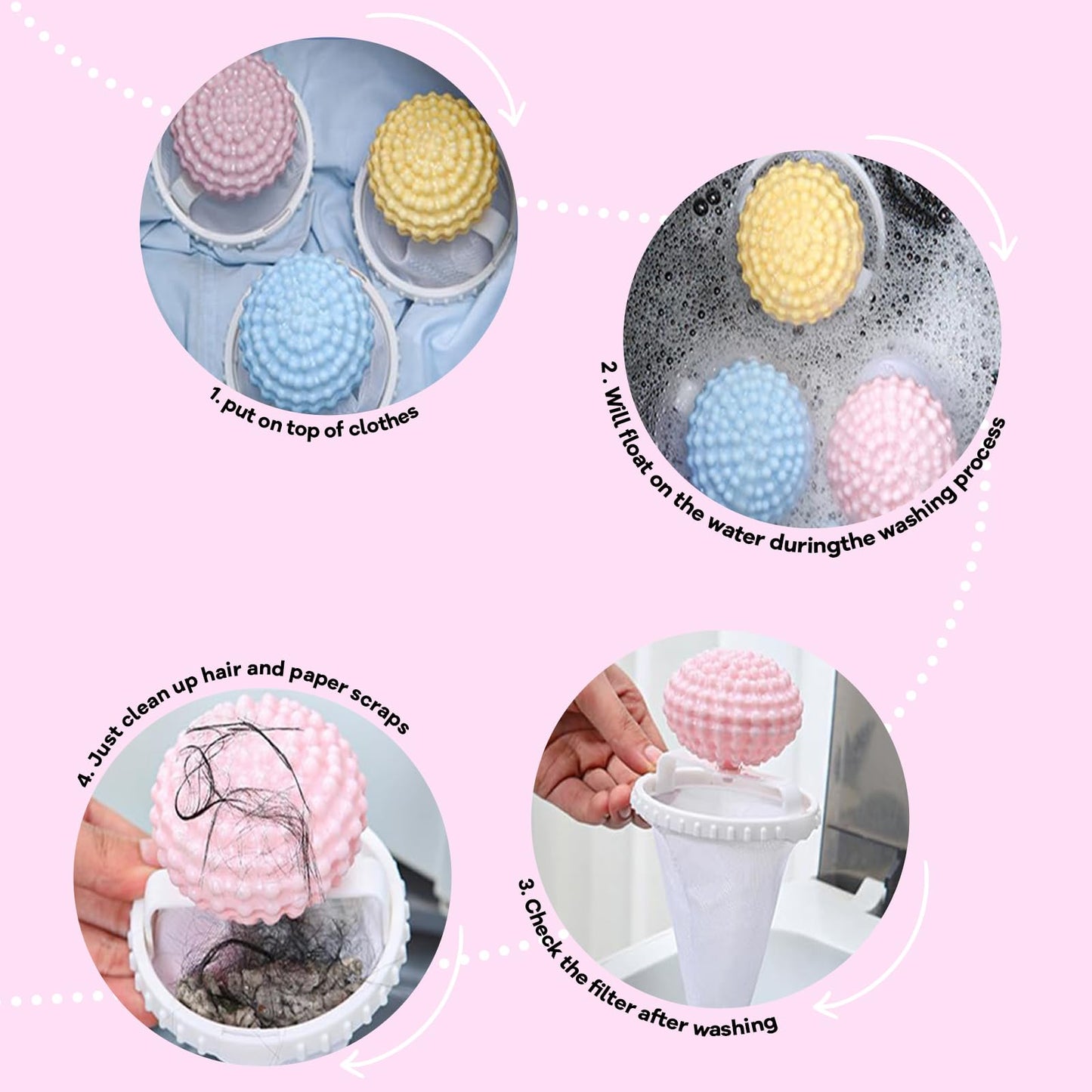 3Pcs-Pet Hair Remover for Laundry,Floating Hair Filtering Mesh Remova, 2025 New Washing Machine Hair Catcher,Dog Hair Remover for Laundry