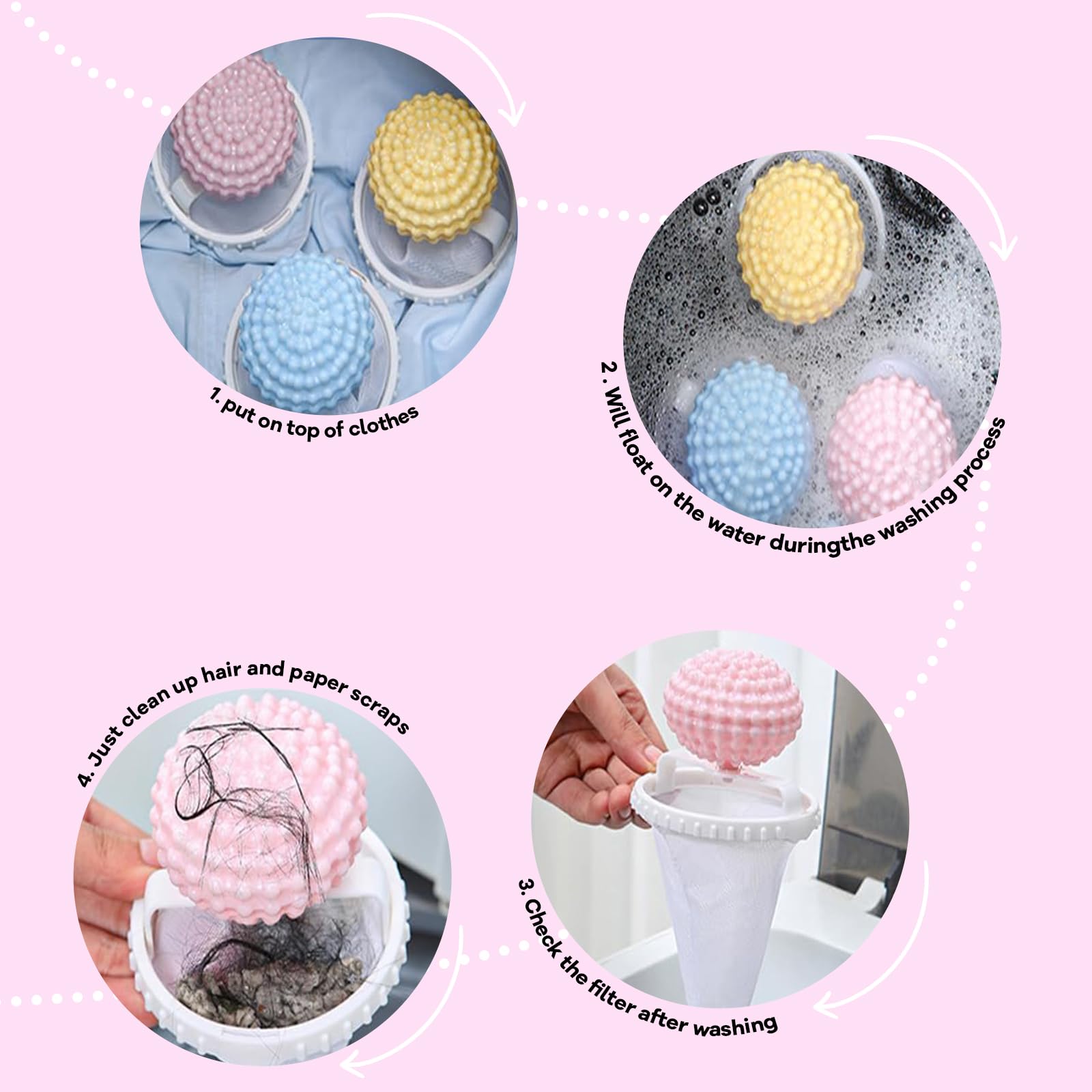 3Pcs-Pet Hair Remover for Laundry,Floating Hair Filtering Mesh Remova, 2025 New Washing Machine Hair Catcher,Dog Hair Remover for Laundry