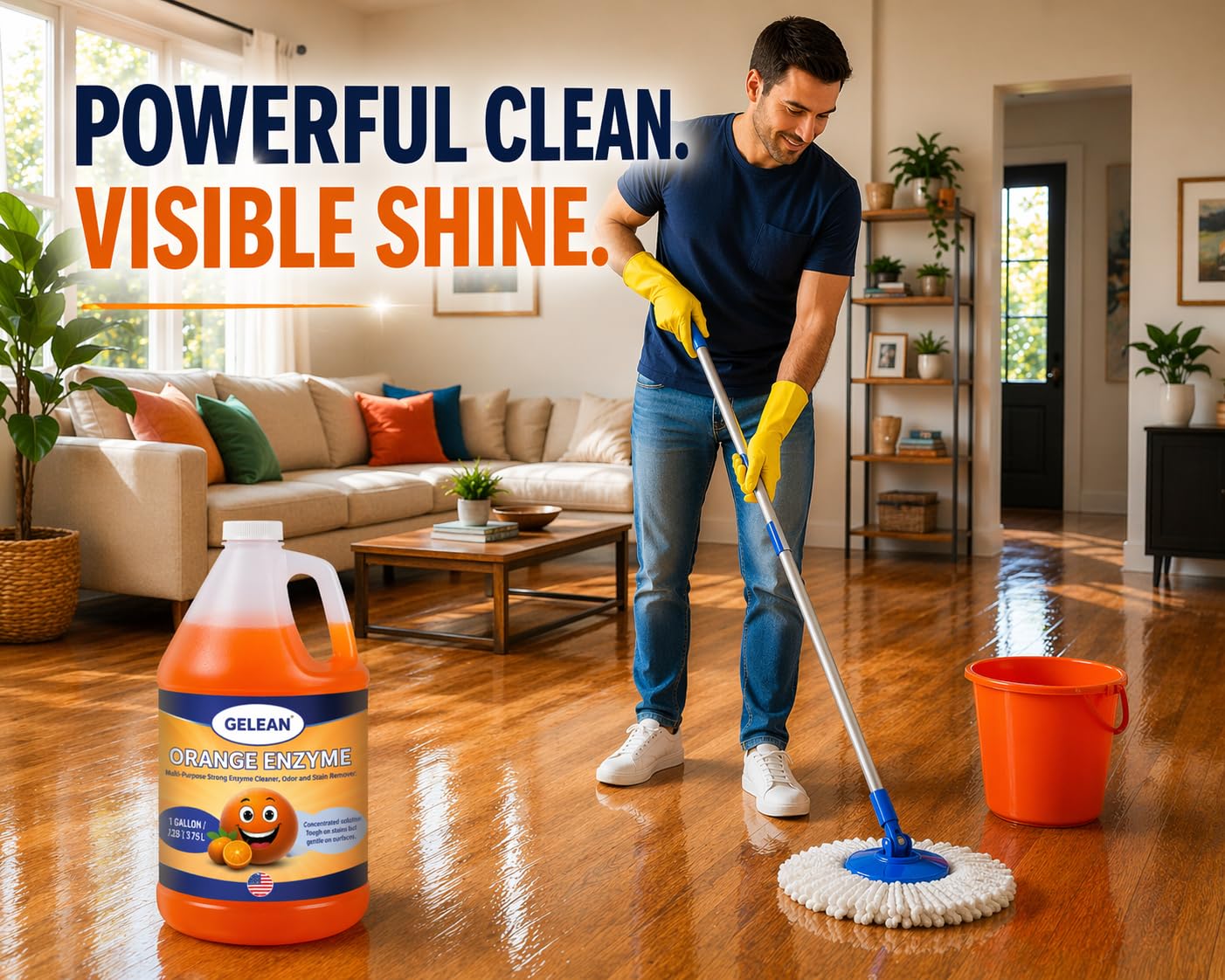 GELEAN EcoStrong Enzyme Cleaner, 1 Gallon. Removes pet stains & cat urine odors from carpets, floors, bathrooms, drains & trash cans. Multi-surface