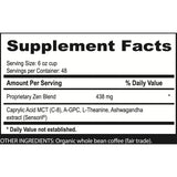 Brain Bean Zen-Blend Organic Coffee Whole Bean with Caprylic Acid MCT (C-8), A-GPC, L-Theanine & Ashwagandha Extract - Premium Grade Organic Coffee