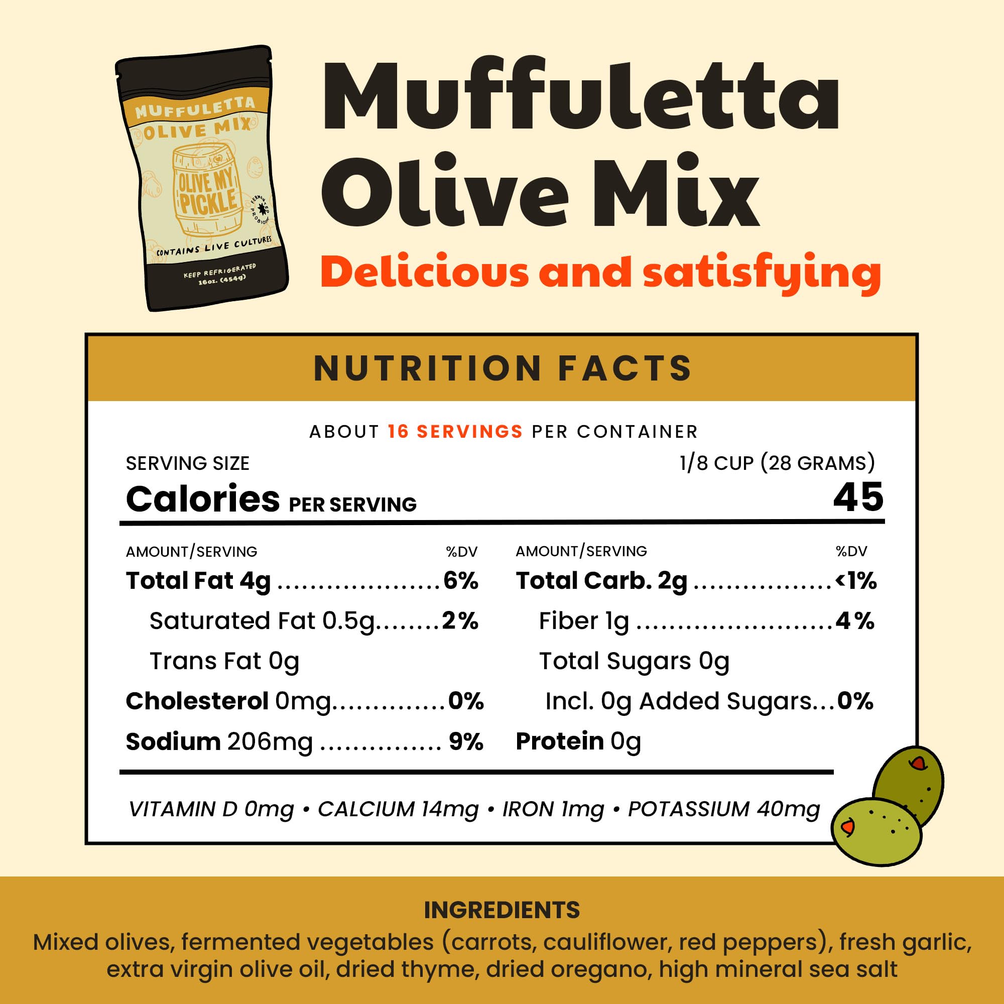 Olive My Pickle Muffuletta Olive Mix - 48 Ounces | 3 Pack Bundle of Healthy Live Culture Muffuletta Mix Olives for Gut Health | Perfect Snack