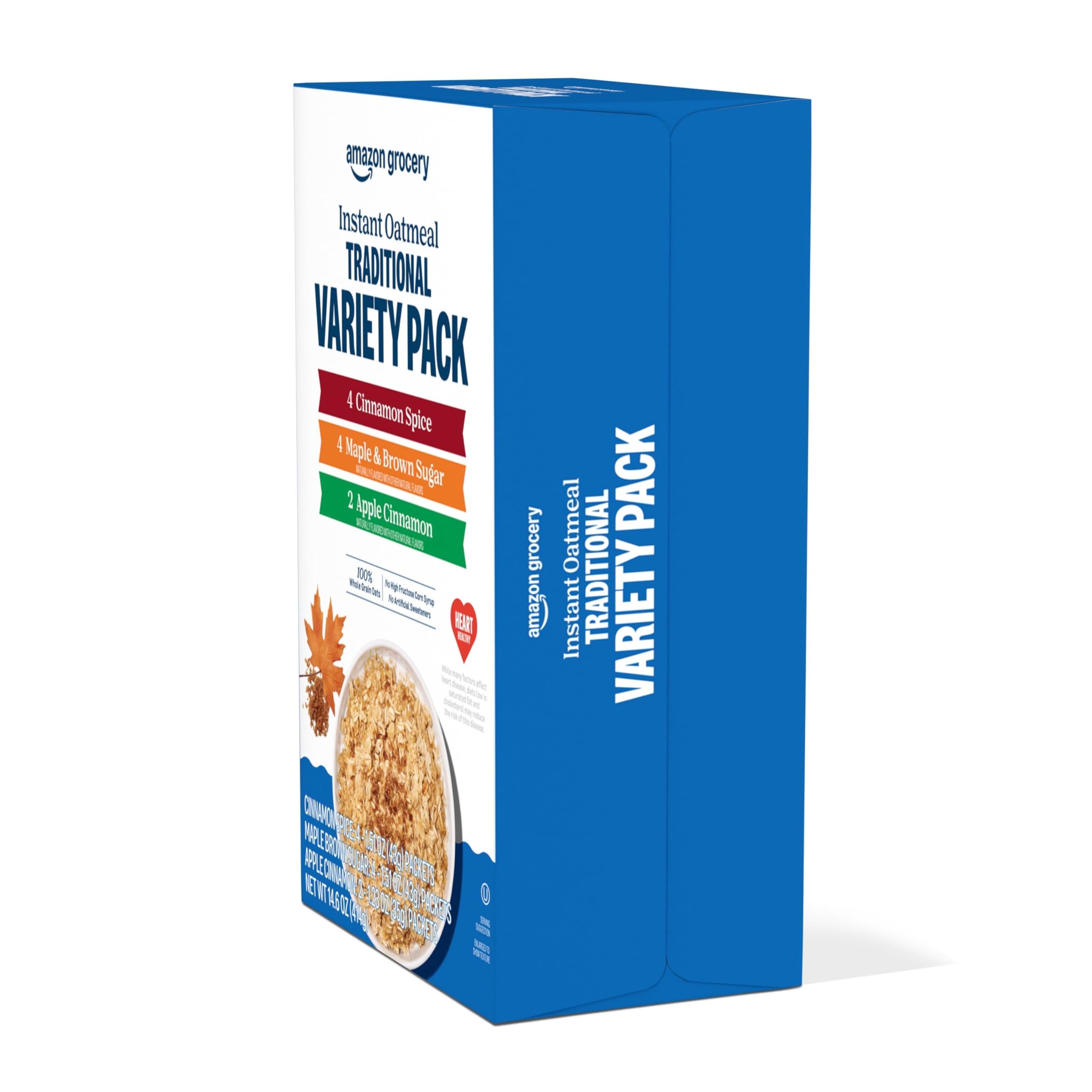 Amazon Grocery, Traditional Variety Instant Oatmeal, 14.6 Oz, 10 Ct