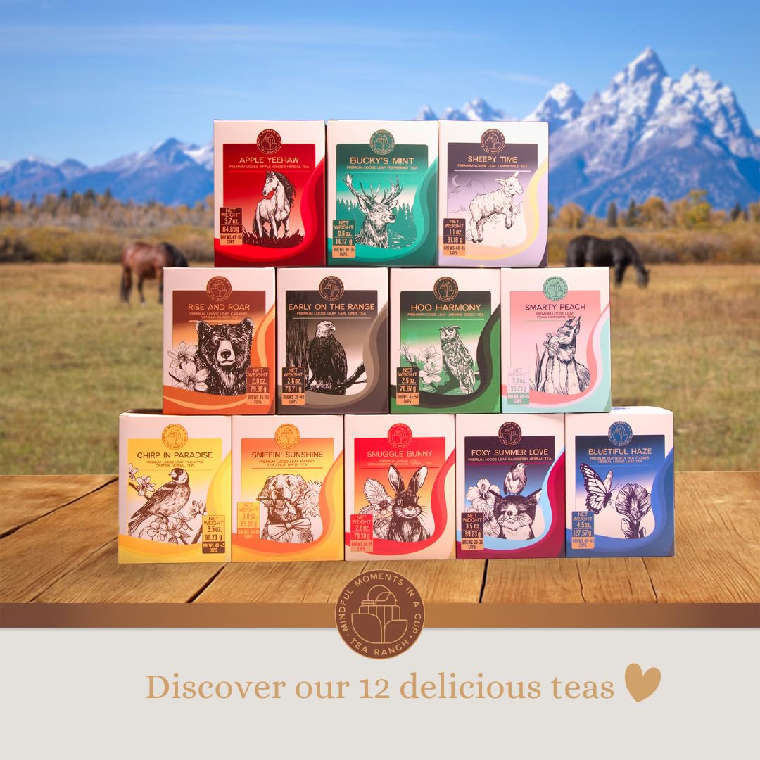 Tea Ranch - Rise & Roar Caramel Vanilla, Loose Leaf Ceylon Black Tea, Premium Blend, Caffeine, Enjoy Hot or Iced & Brews Up to 50 Cups, 2.8 oz