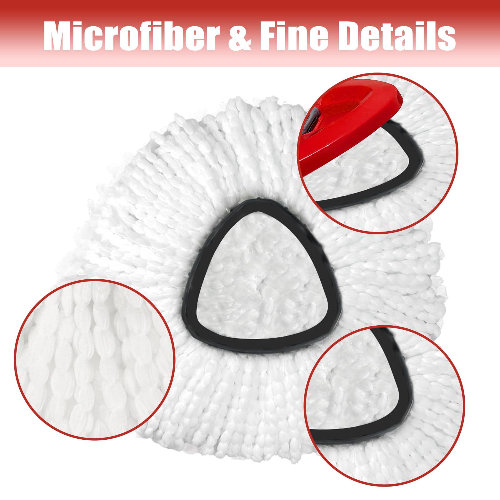 Mop Head Replacement, 3 Pack Spin Mop Refill Replace Head Compatible with O Cedar Easywring 1-Tank System, Great Cleaning Power, Microfiber, Helper