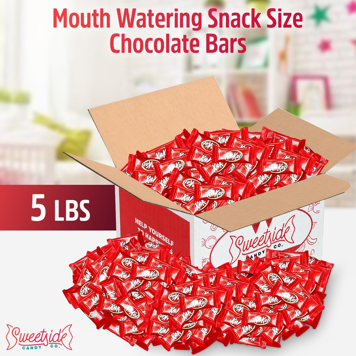 Chocolate Bars KitKat - 5lb Candy Pack - Delicious and Crunchy Chocolate Candy Bulk for Adults and Kids - Party Pack - Holiday, Full Size