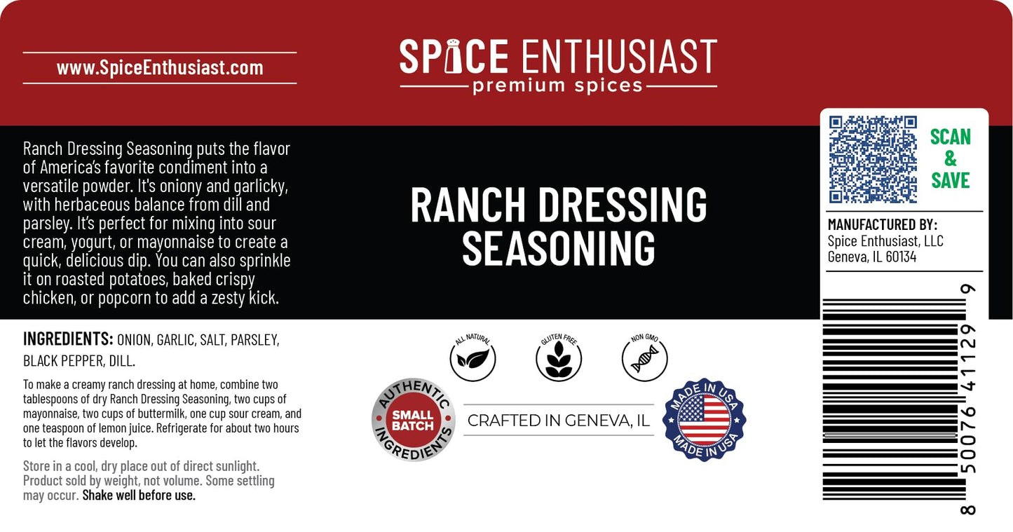 Spice Enthusiast Ranch Dressing Seasoning - 4 oz