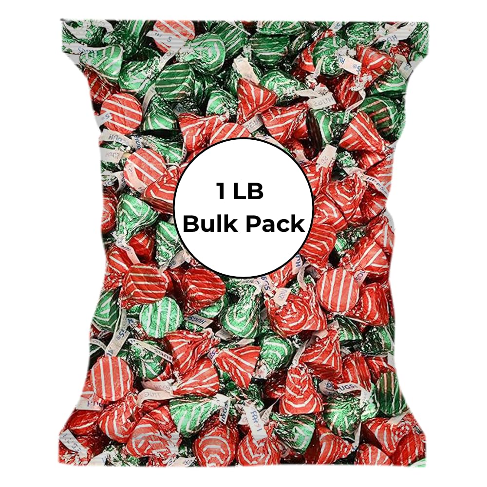 Candykrave Hershey'ss Hugs Cristmas Kisses Milk Chocolate candy - (1LB 90 pcs) - Bulk chocolate Silver Foil Candy variety pack - Delicious Treats