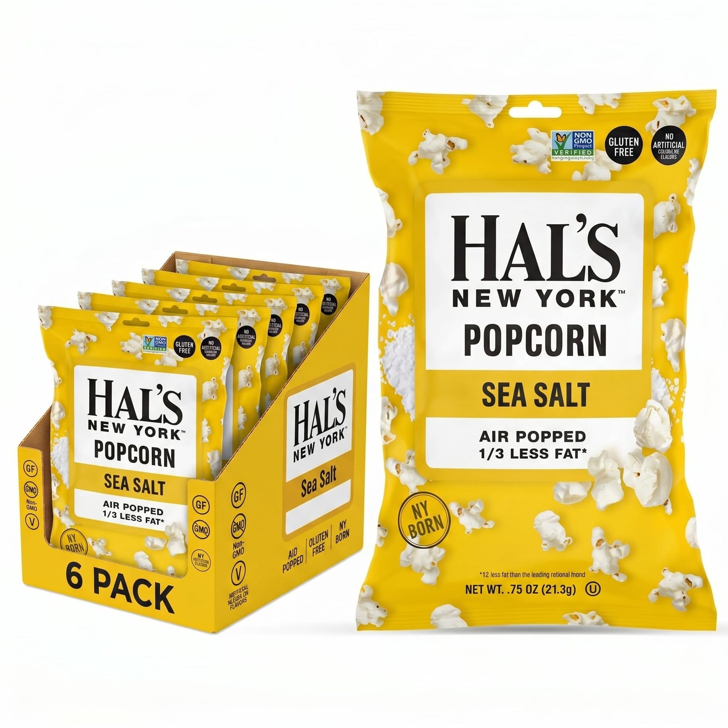 Hal's New York Popcorn, Gluten Free, 0.75oz (Popcorn, Pack of 6)