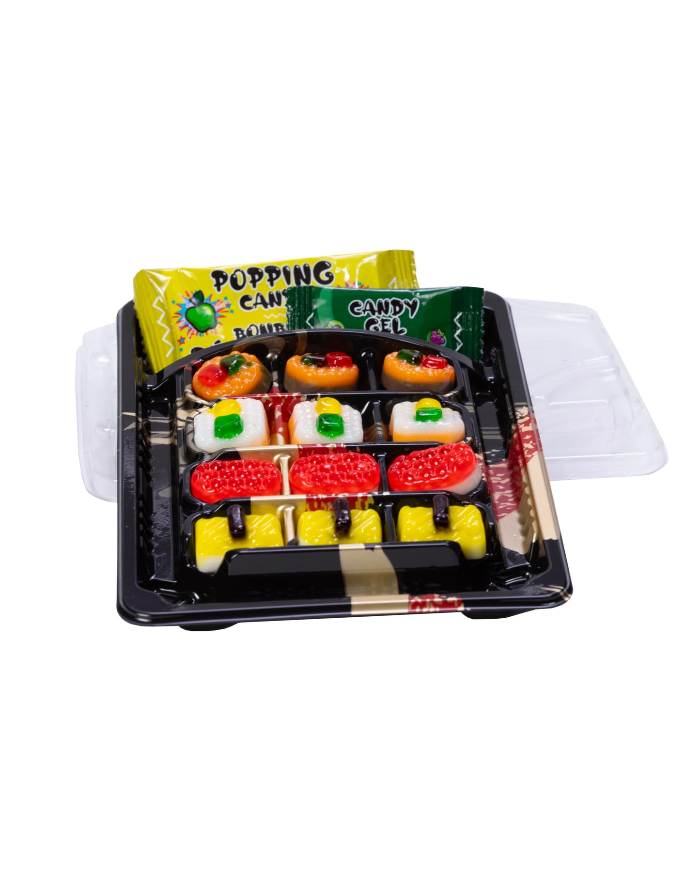 TAJUBO Yummy Gummy Candy Sushi Tray with Popping Candy and Candy Gel, Fruity Flavors, 1.62 oz, (Pack of 10)
