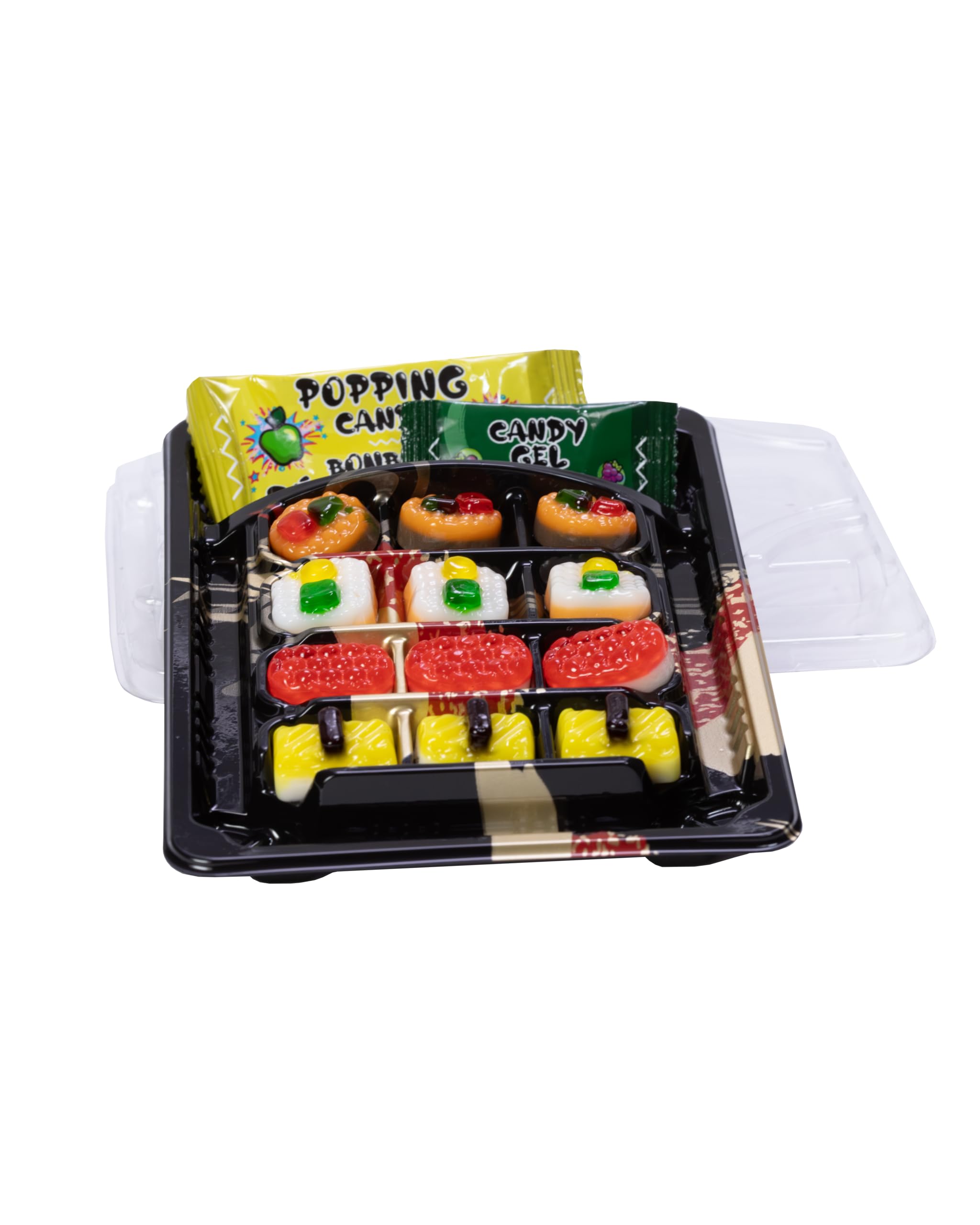 TAJUBO Yummy Gummy Candy Sushi Tray with Popping Candy and Candy Gel, Fruity Flavors, 1.62 oz, (Pack of 10)