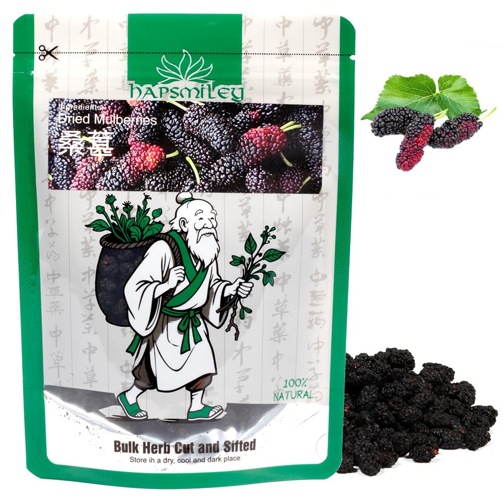 Hapsmiley Dried Mulberries (???/sang shen) 100% Natural Dried Traditional Ingredient, Perfect for Culinary Uses and Beverages, Dried Bulk Herb 3.5 oz