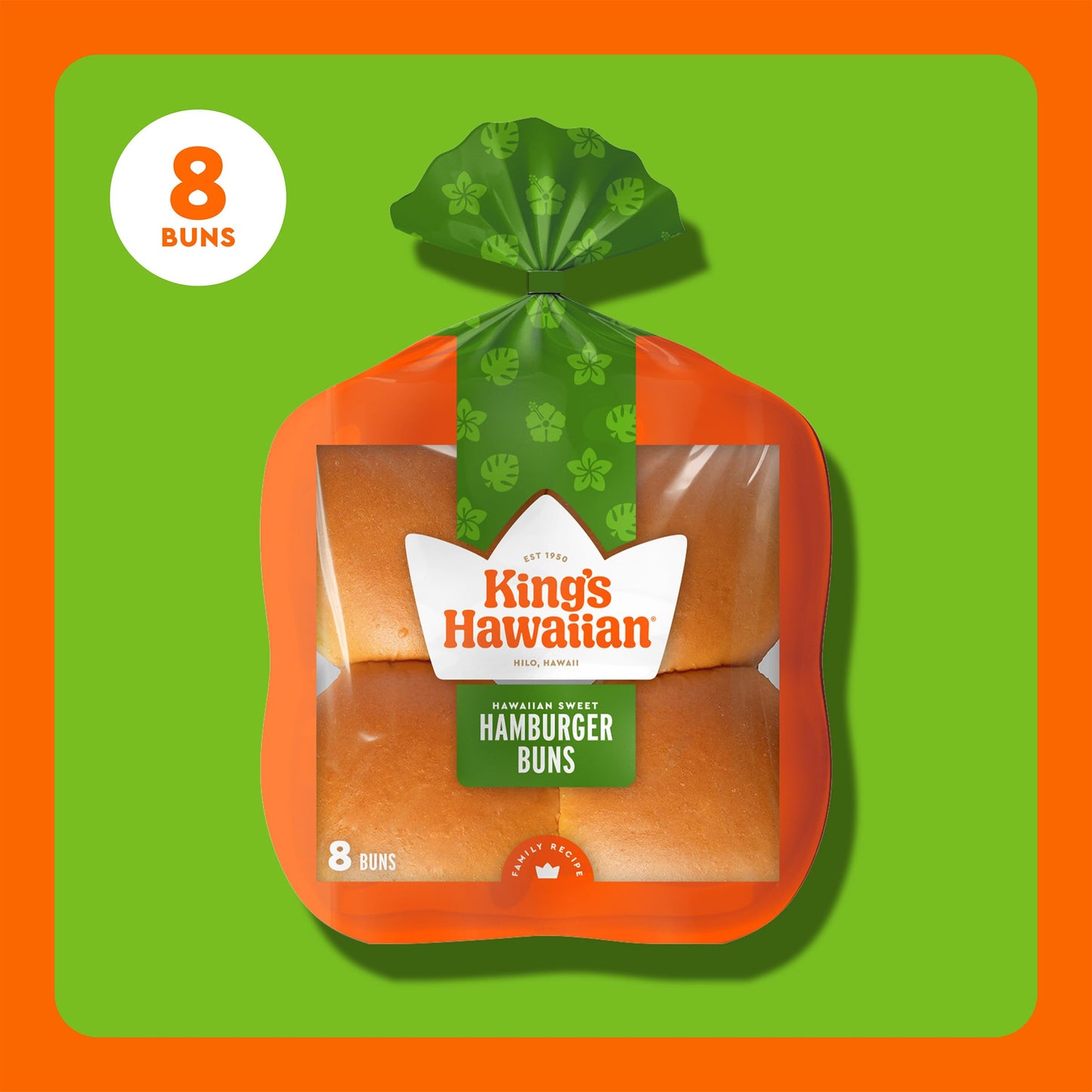 King's Hawaiian Original Hawaiian Sweet Hamburger Buns, 8 ct, 12.8 oz