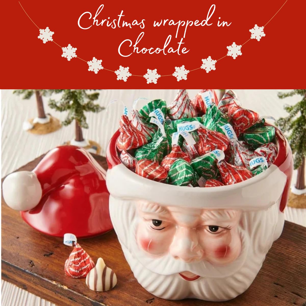 Candykrave Hershey'ss Hugs Cristmas Kisses Milk Chocolate candy - (1LB 90 pcs) - Bulk chocolate Silver Foil Candy variety pack - Delicious Treats