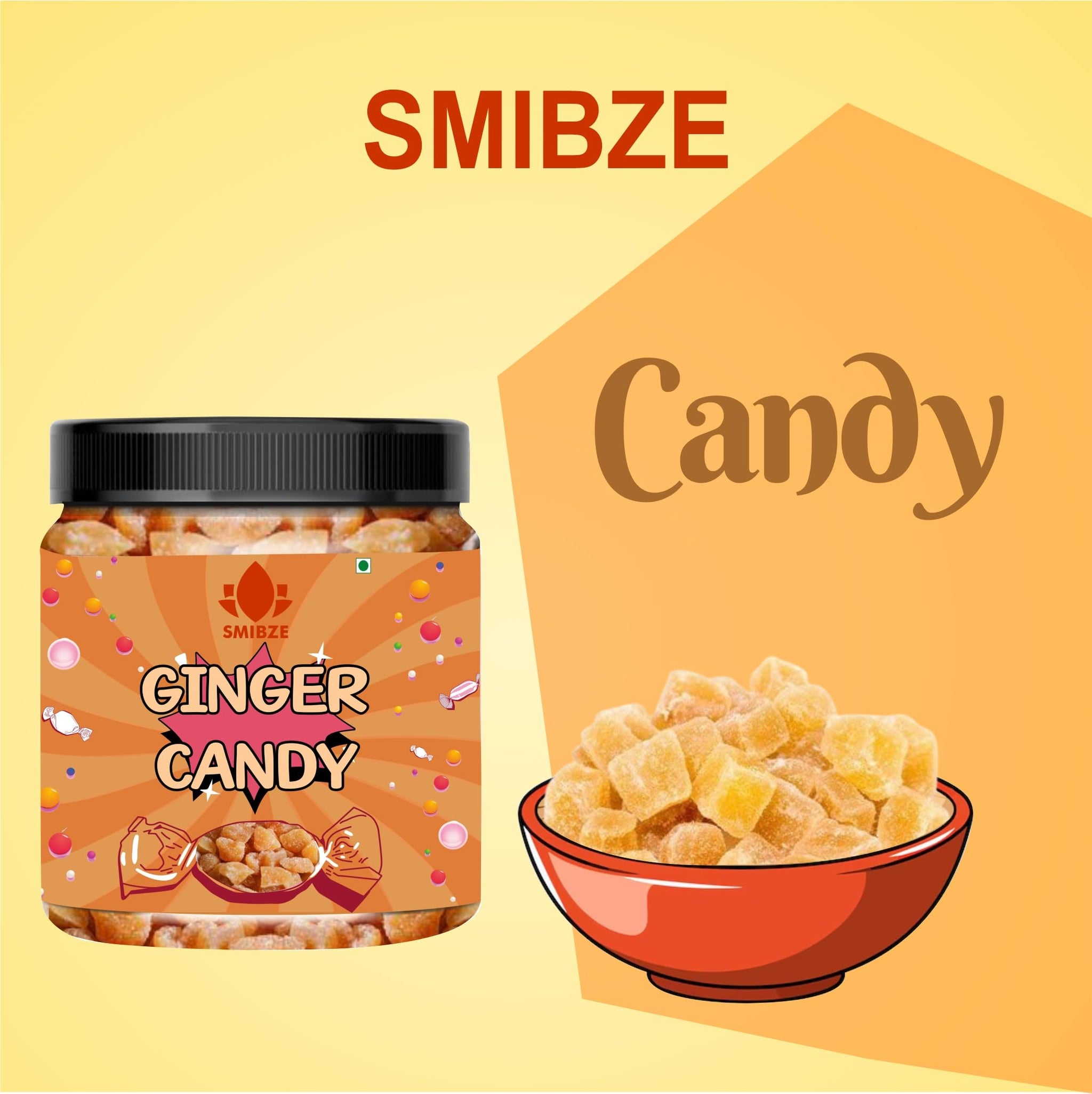 SMIBZE Natural Ginger Candy 250 GM (Pack of 1) SMIBZE
