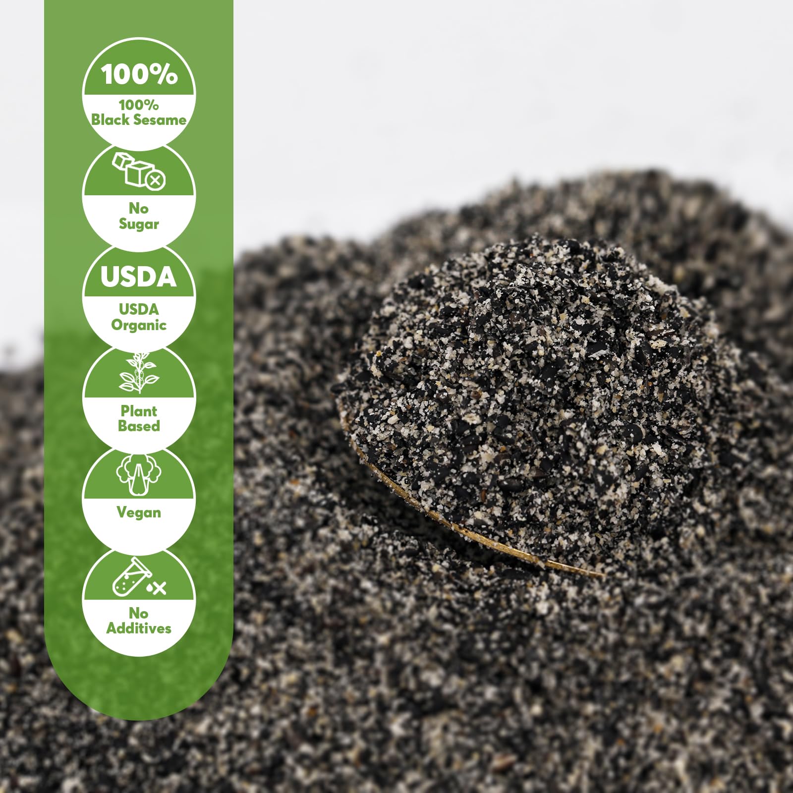ONETANG Organic Black Sesame Powder,Plant Based,Gluten-Free,Vegan,Protein Source No Sugar,Low Temp Roasted,Halal,Non-GMO,Black Sesame Paste 12.36 Oz