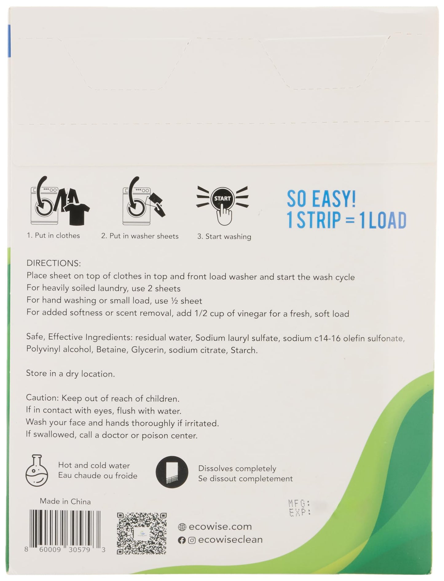 Ecowise Clean, Laundry Detergent Sheets Eco-Friendly Strips, Concentrated Biodegradable Washer Sheets, Floral, 30 Count (Pack of 1)…