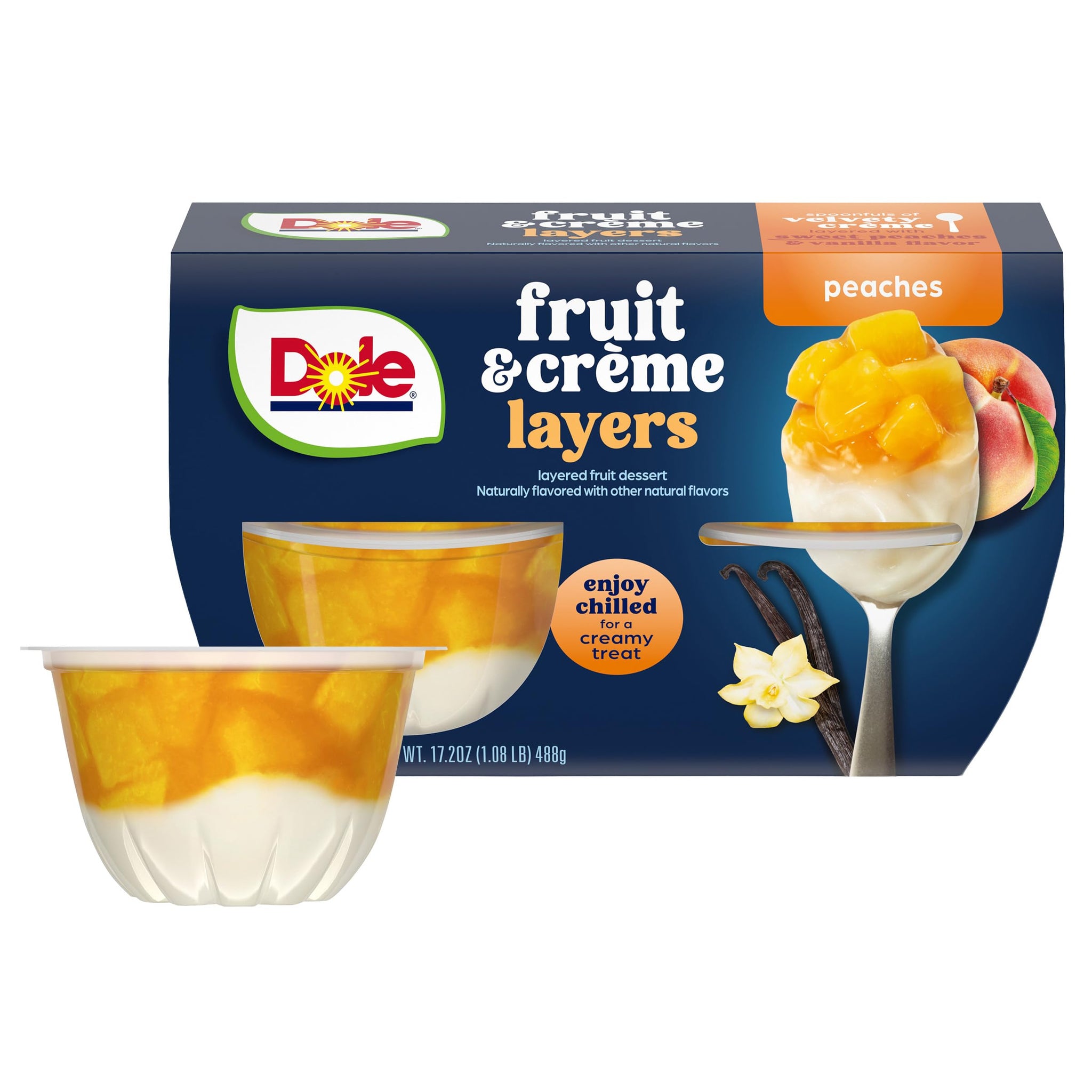 Dole Fruit Bowls Peaches & Crème Layers Snacks, 4.3oz 4 Total Cups