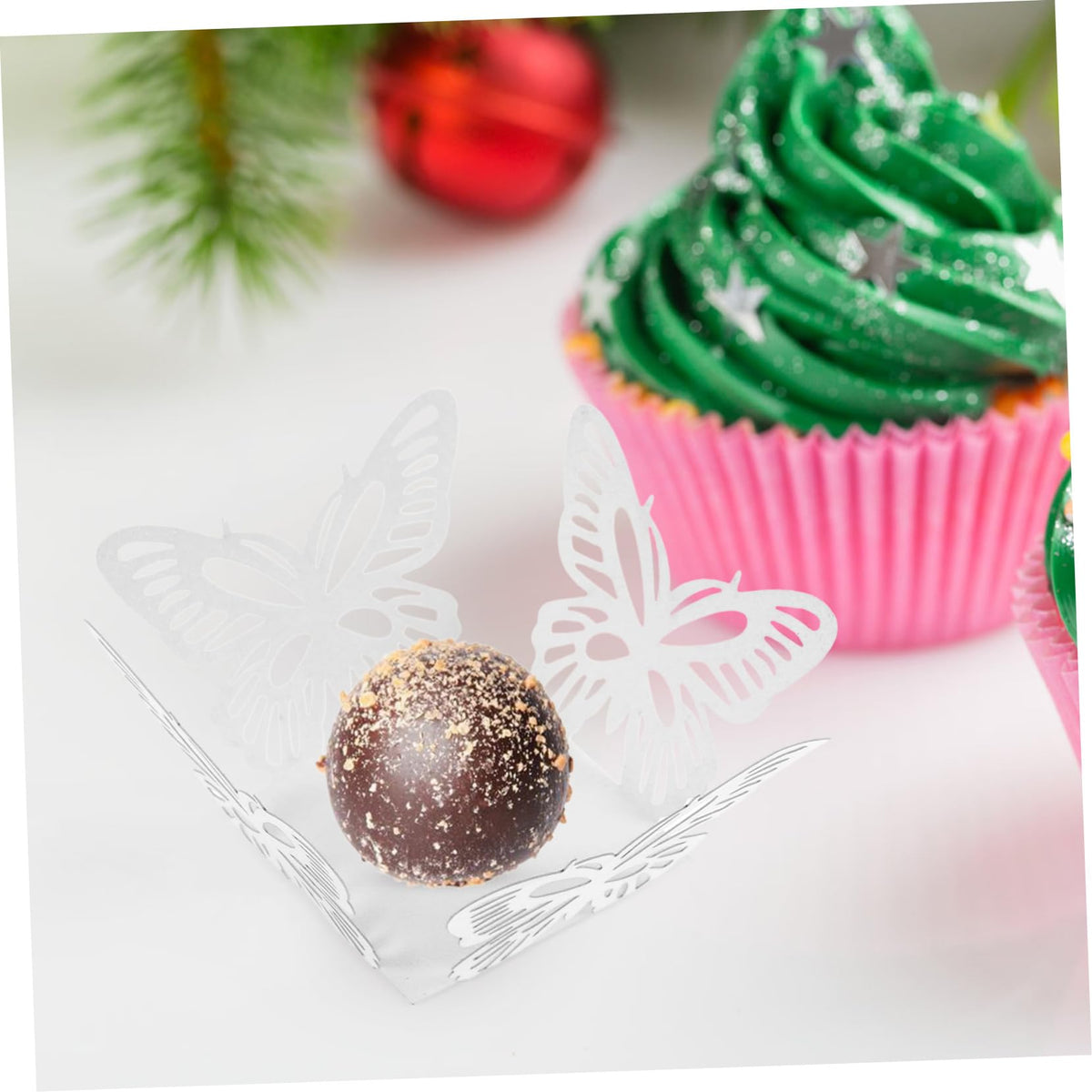 FOYTOKI 50pcs Chocolate Wrappers Paper for Candy and Chocolate Decoration Hollow Design Flared Paper Cups for Weddings Birthdays and Baking