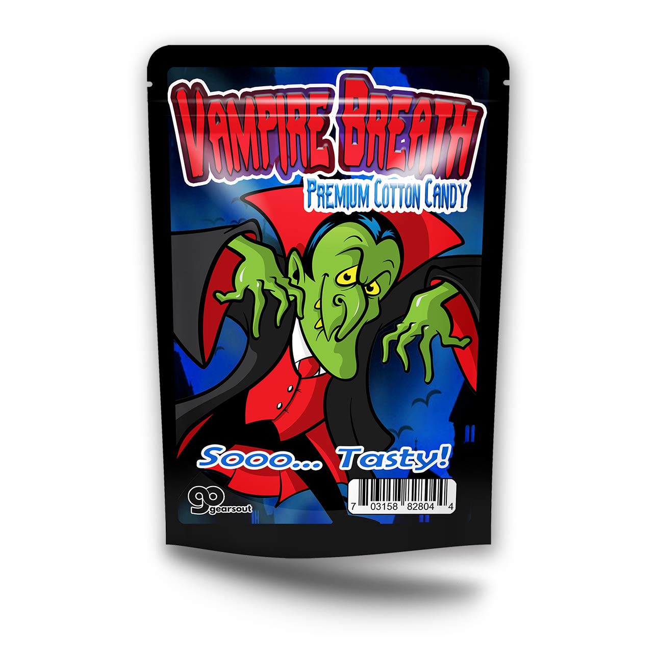 Vampire Breath Cotton Candy - Funny Dracula design - Novelty candy for kids - Gluten-free, Made in America, Pink cotton candy