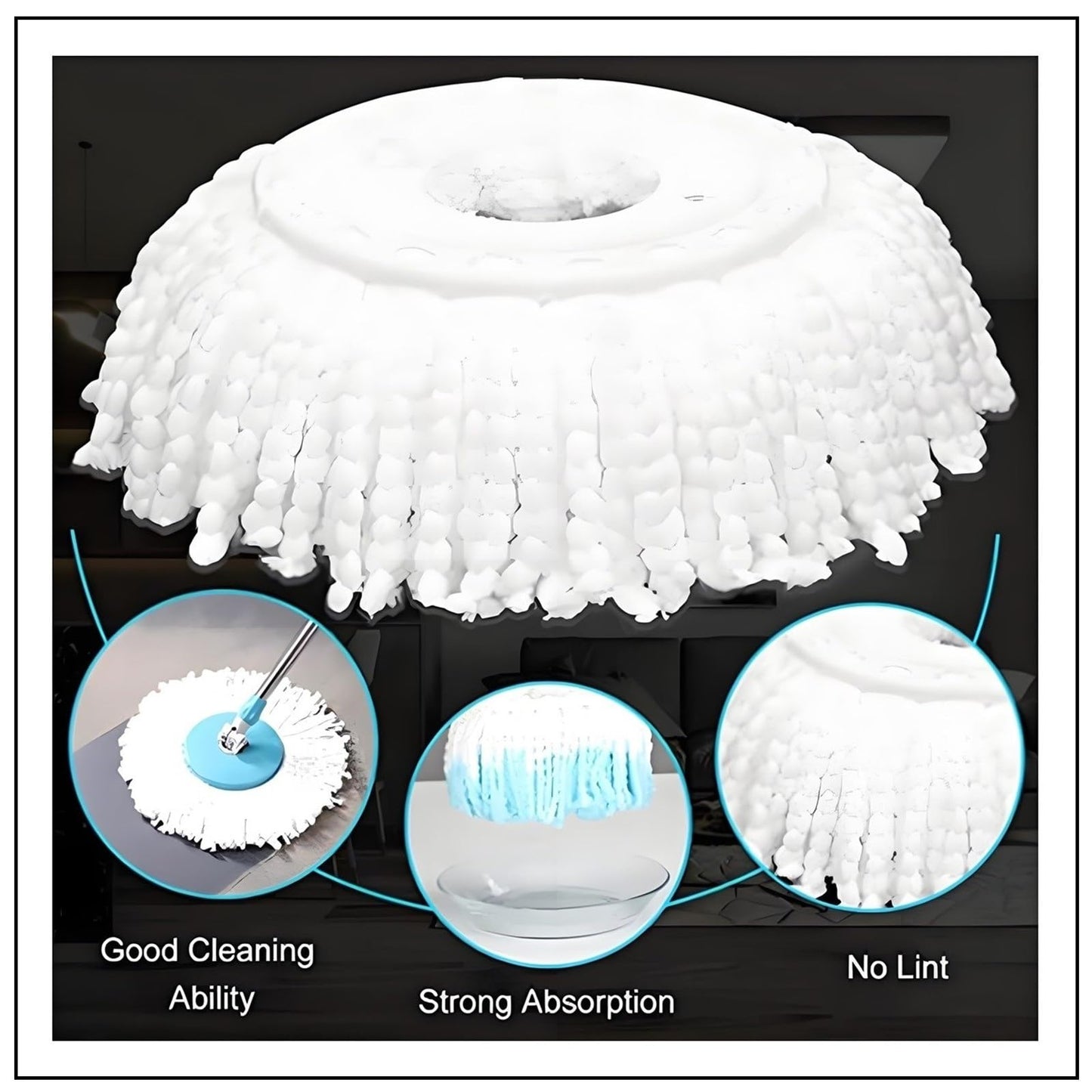 YOQXHY 6 Pack Spin Mop Replacement Heads, (6.3 Inch,Round) Microfiber Mop Refills Compatible with Hurricane, Mopnado, Libman, Simpli Magic and Other