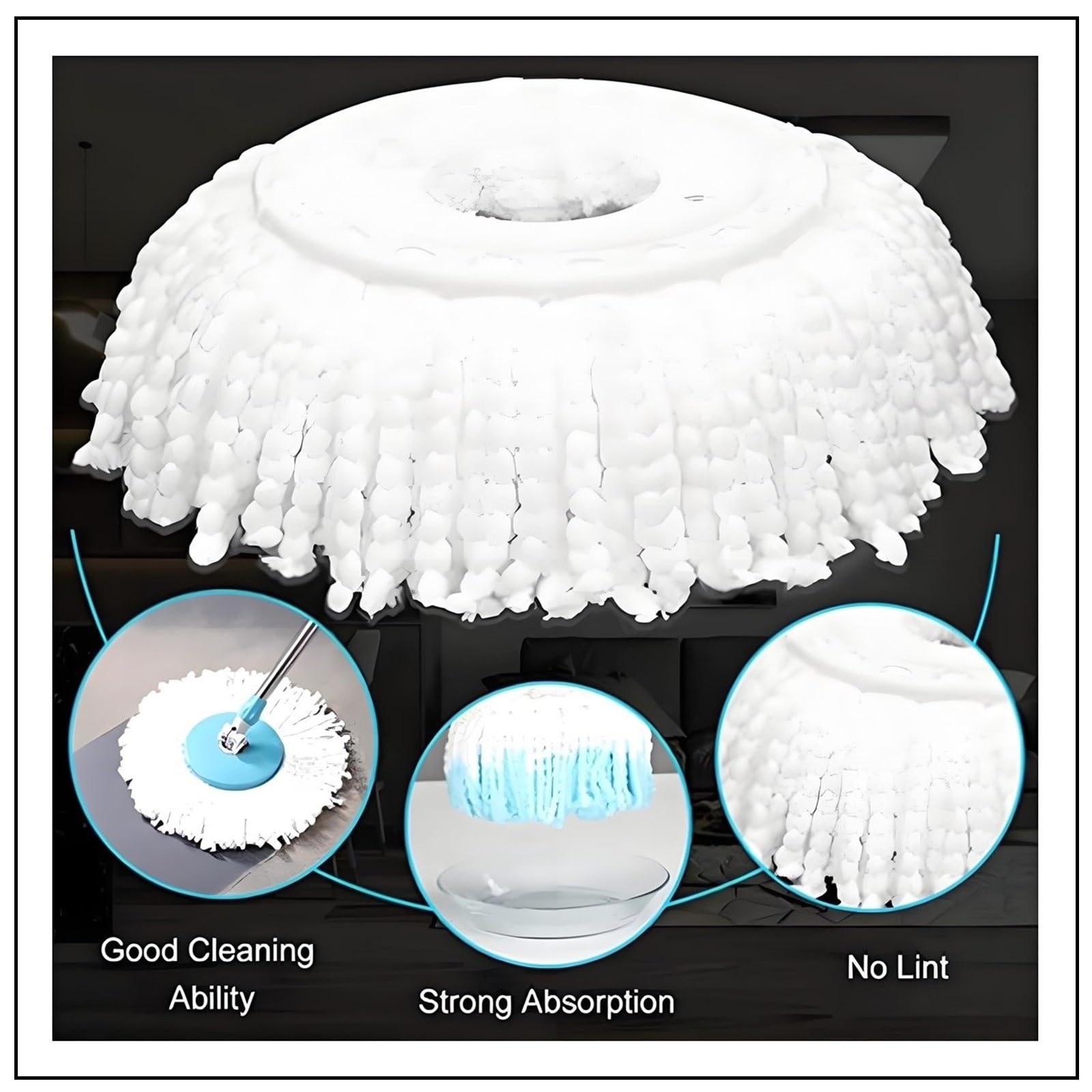 YOQXHY 6 Pack Spin Mop Replacement Heads, (6.3 Inch,Round) Microfiber Mop Refills Compatible with Hurricane, Mopnado, Libman, Simpli Magic and Other