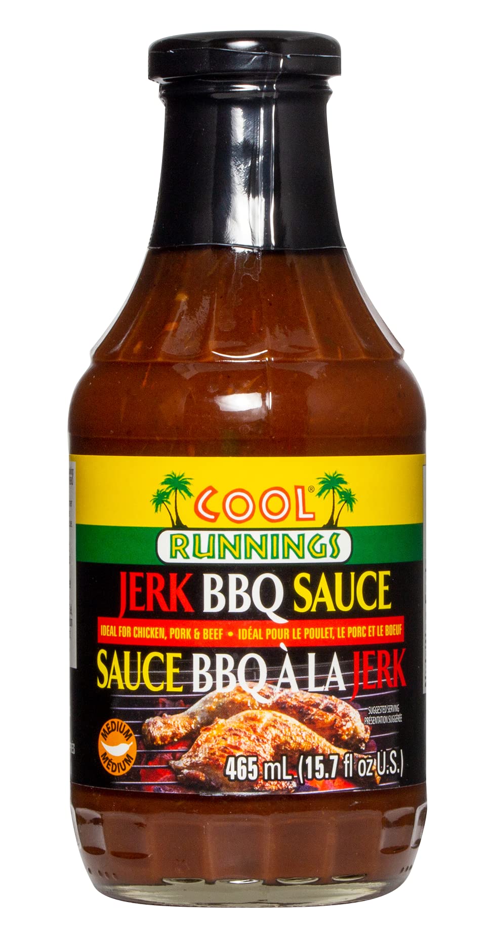 Cool Runnings Jerk BBQ Sauce 465ml - Bold and Smoky Jamaican-Style Barbecue Sauce for Grilling, Marinating, Dipping and Oven-Baked Dishes