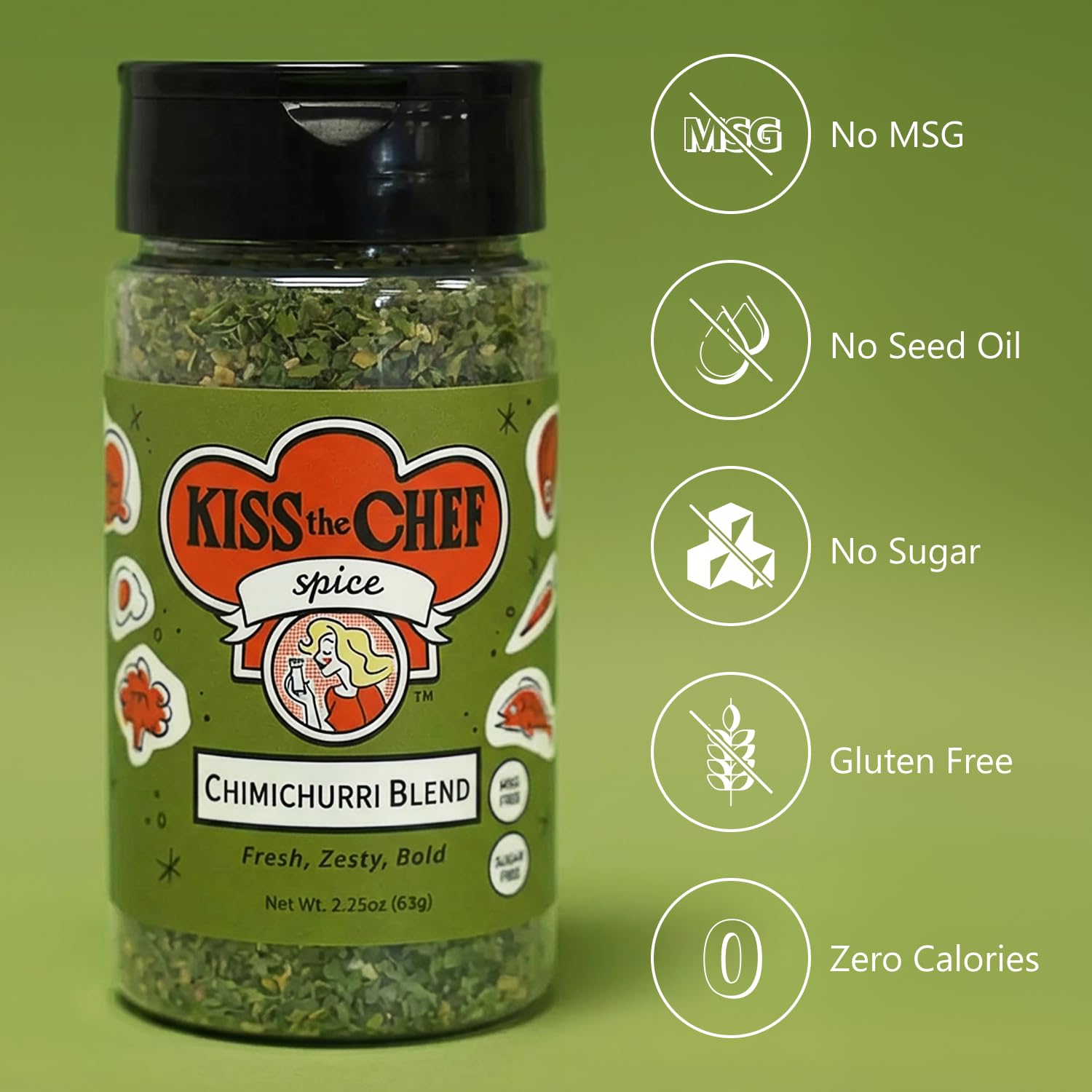 Kiss the Chef Chimichurri Sauce Mix & Blend, 2.25 oz - Authentic Argentinian Chimichurri Seasoning & Dry Rub - Herb & Garlic Spice Blend - Gluten