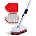 Moku Home Shower Scrubber 3 in 1 Extendable Long Handle 58" Cleaning Brush - Non Scratch Shower Brush for Cleaning Bathroom Kitchen Toilet Wall Tub