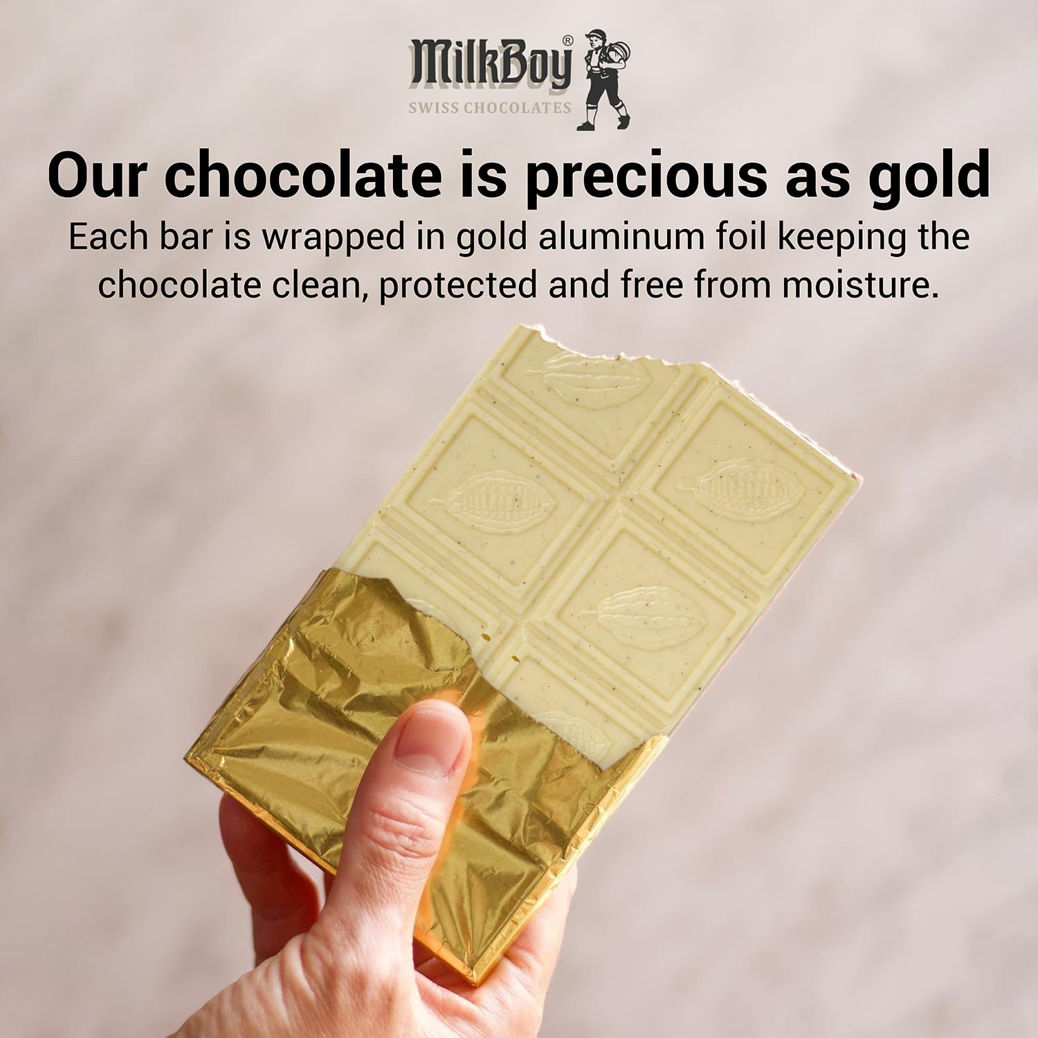 Milkboy Swiss Chocolates White Chocolate Bars - Gourmet Bourbon Vanilla Chocolate Bars - Made with Pure Natural Vanilla - White Premium - Gluten Free
