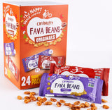 The Happy Snack Company Fava Beans Variety Pack 24 x 1 oz (Smoky BBQ Flavor and Pizza Flavor). High Fiber Vegan Protein Snacks for Adults and Kids
