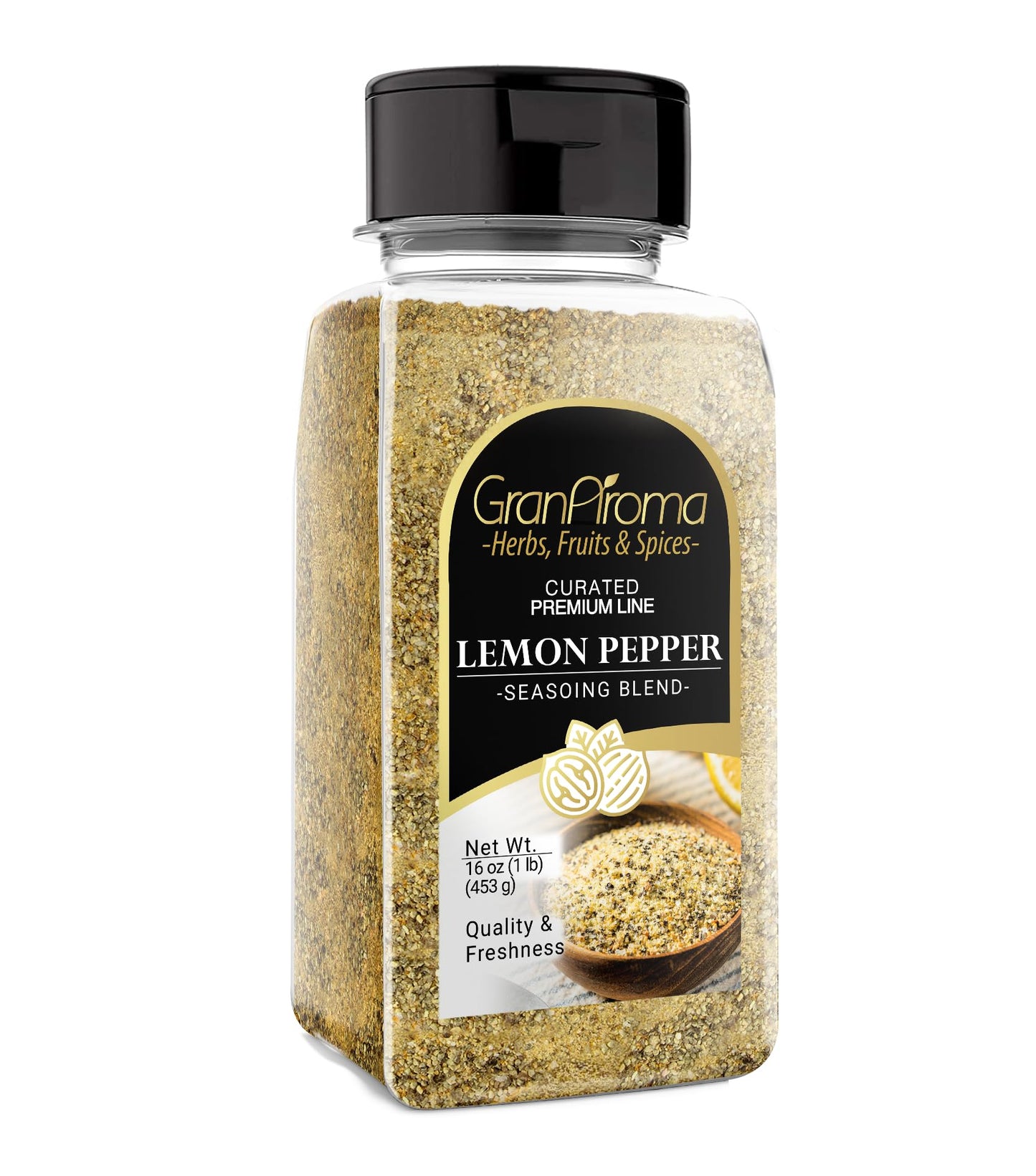 GranAroma Lemon Pepper Seasoning, 1 lb, Versatile Seasoning Blend, Chicken & Steak, Zesty Flavor