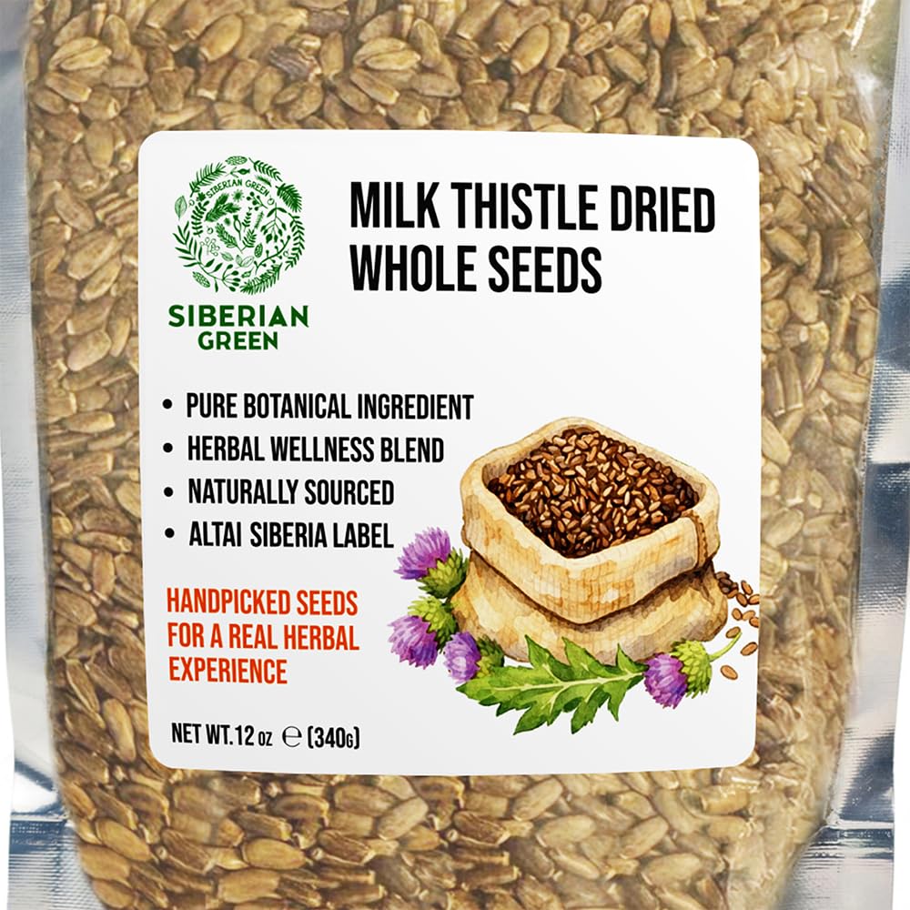 Siberian Green Milk Thistle Dried Whole Seeds Tea 340g (12 oz) Clean Caffeine-Free Harvest Botanical Silybum marianum