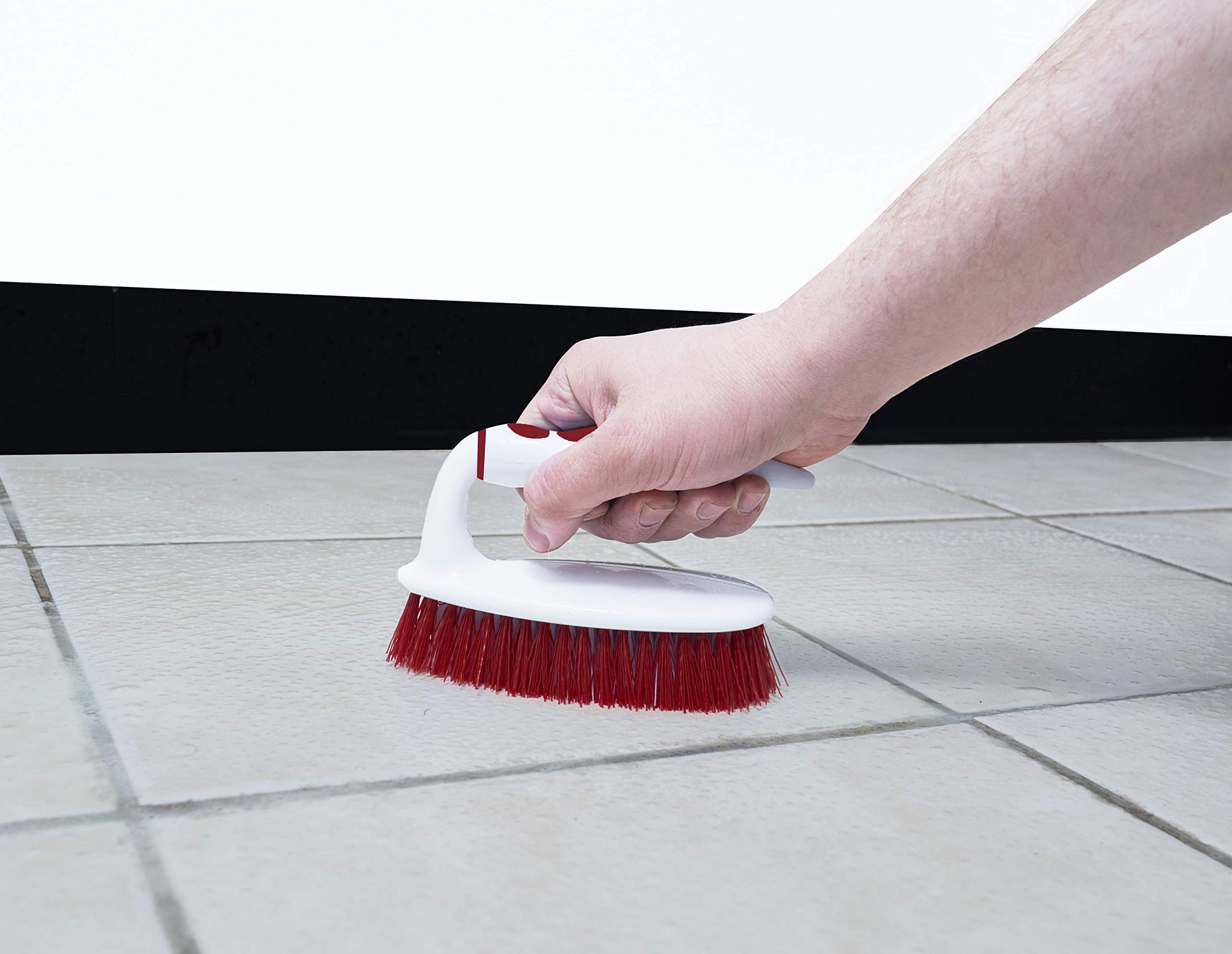 Superio Grout Brush, Dish Brush, Shower Scrubber Cleaning Brush, Stiff Bristles, Comfort Grip Handle,Red Brush Cleaner for Kitchen, Bathroom, Shower