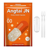 Angtai JN Gelatin Capsules Size 00 Empty Pill Gel Caps Pure Bovine Clear (1,000 Count) Gluten Free, Non-GMO, Halal Certified Filling Kit with 2 Spoons
