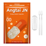 Angtai JN Gelatin Capsules Size 00 Empty Pill Gel Caps Pure Bovine Clear (1,000 Count) Gluten Free, Non-GMO, Halal Certified Filling Kit with 2 Spoons
