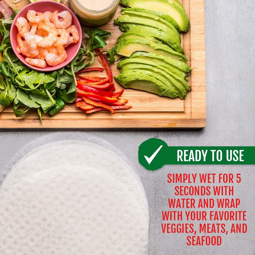 Best of Thailand [Round] White Rice Paper Wraps 1 Pack | Perfect for Fresh Spring Rolls & Dumplings | Non-GMO, Gluten-Free, Vegan & Paleo | Kosher