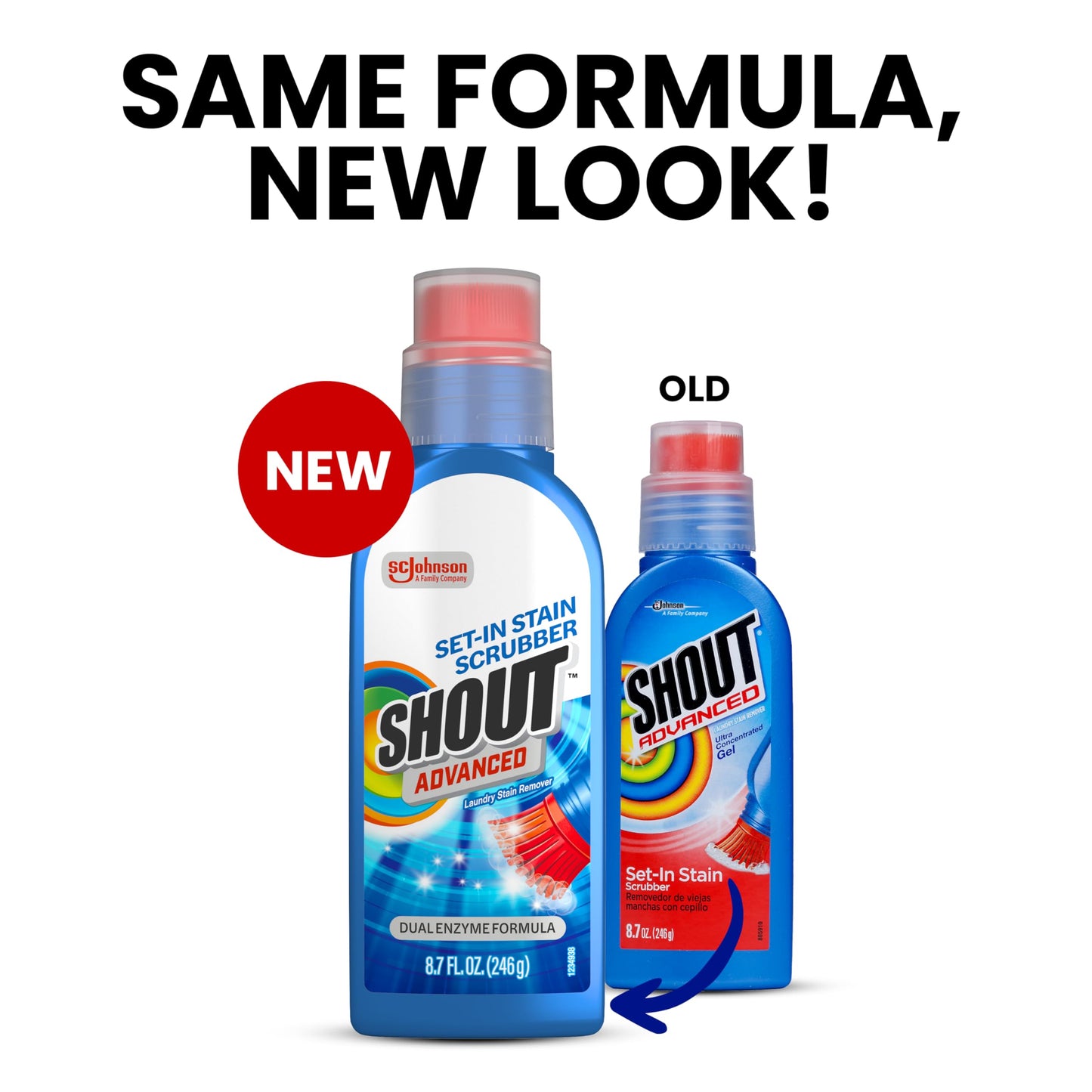 Shout Advanced Stain Remover Gel for Clothes Laundry, Ultra Concentrated Gel with Built-in Scrubber Brush for Deep Set-In stains, 8.7oz