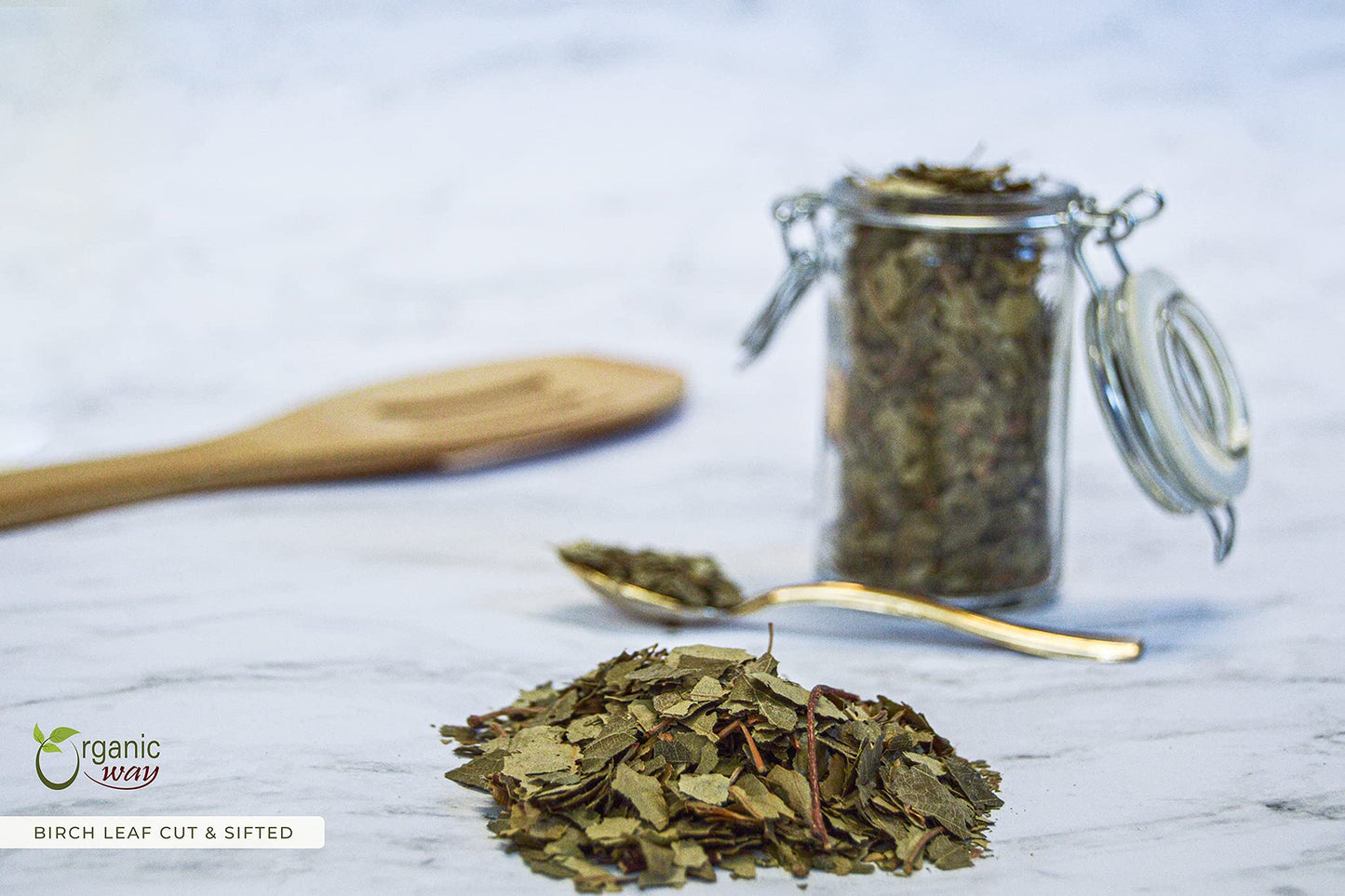 Organic Way Birch Leaf (Betula pendula) Cut & Sifted - European Wild-Harvest | Herbal Tea | Kosher & USDA Certified | Vegan, Non-GMO & Gluten Free |