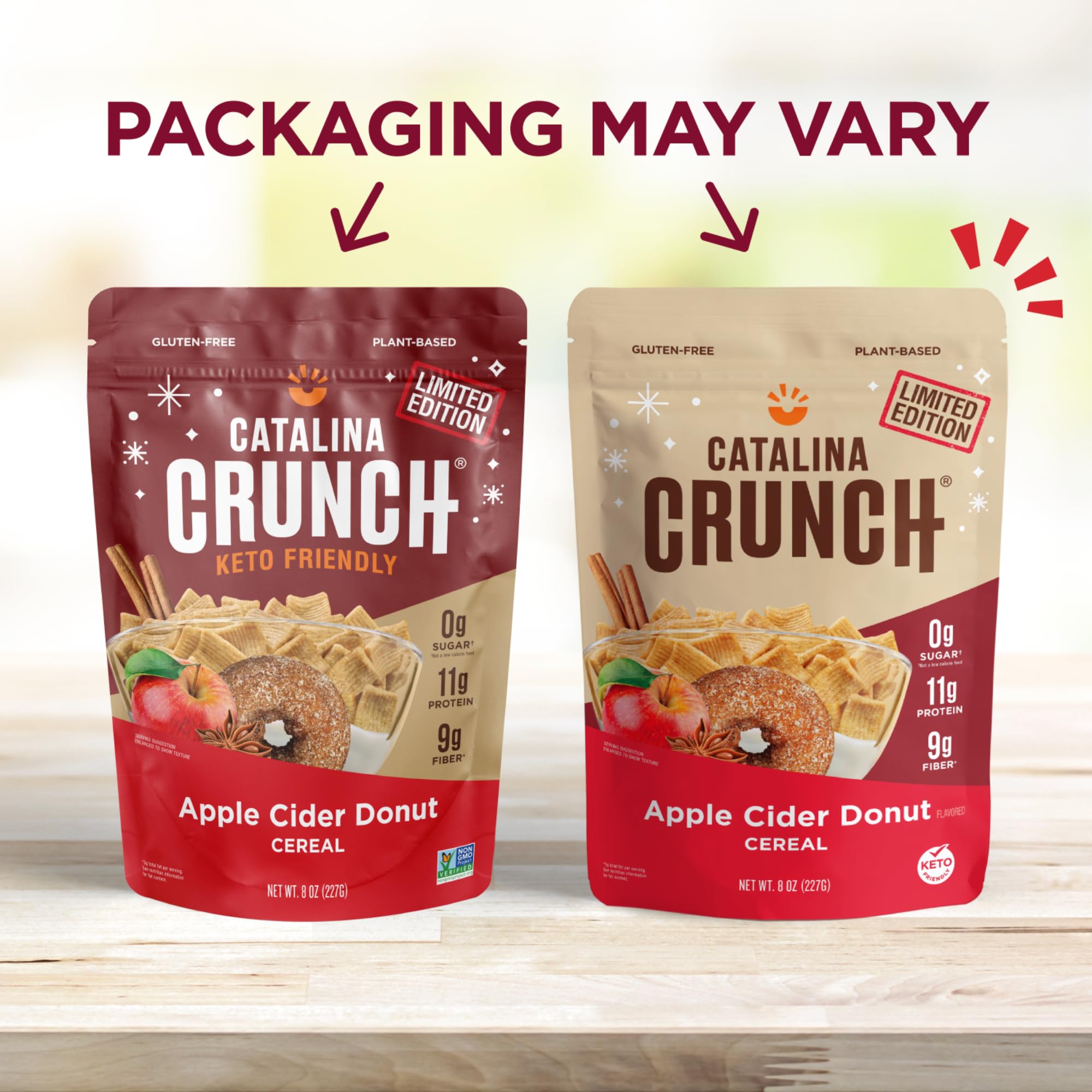 Catalina Crunch Protein Cereal | Sugar Free Breakfast Cereal with 11g of Protein | Gluten Free, Keto Friendly | Apple Cider Donut - 8 oz. Bag (Pack