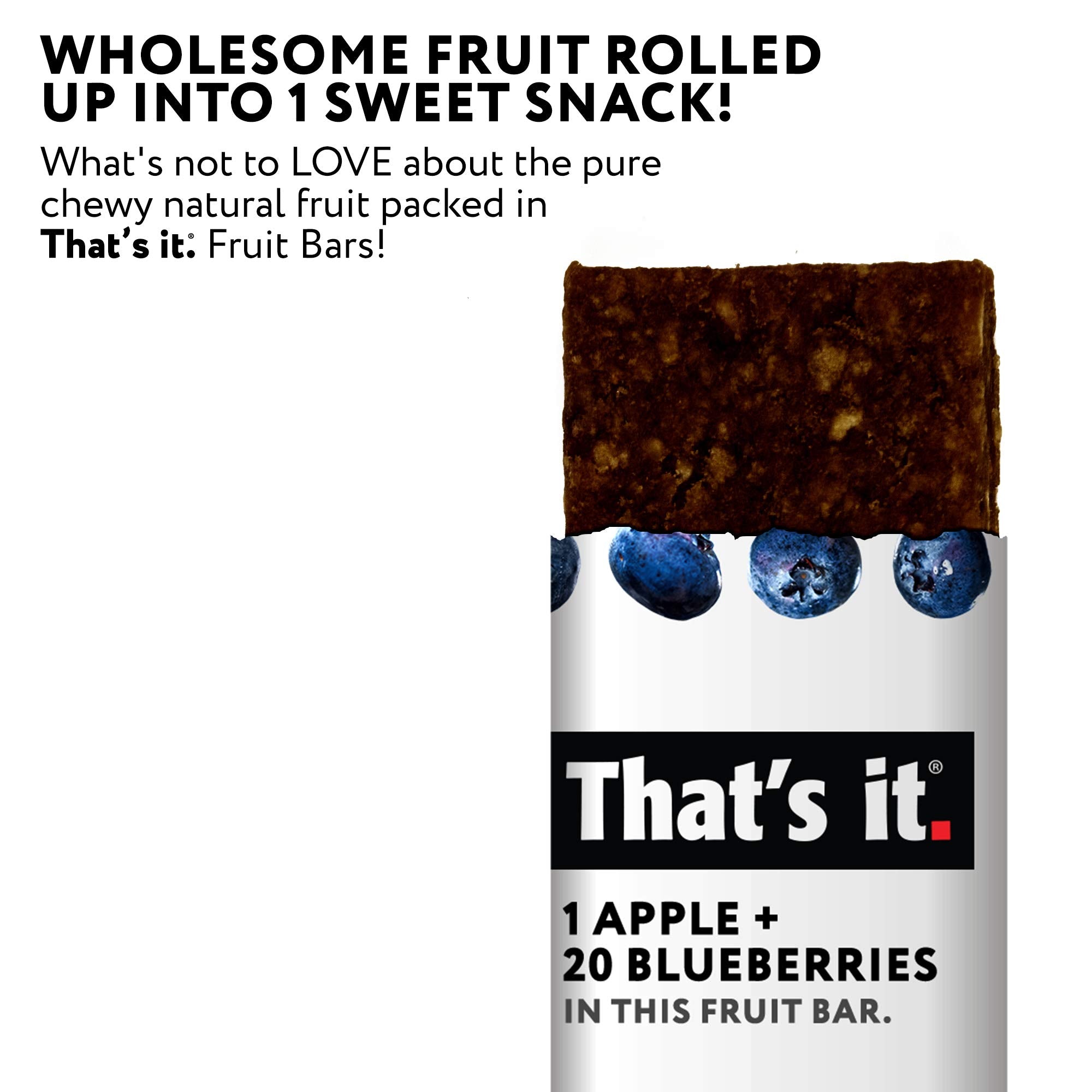 That's it. Apple + Blueberry 100% Natural Real Fruit Bar, Best High Fiber Vegan, Gluten Free Healthy Snack, Paleo for Children & Adults, Non GMO No