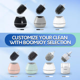 BOOMJOY Toilet Brush and Holder Set, Silicone Toilet Bowl Cleaner Brush, Bathroom Cleaning Bowl Kit with Tweezers, Bathroom Accessories with Aluminum