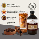 Christopher Bean Hand Crafted Butter Pecan Flavored Coffee - Certified Kosher - Unsweetened Cold Brew & Iced Instant Coffee Distillate Liquid Java