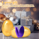 inheming 6 PCS Gold Eggs, Empty Plastic Easter Eggs, Fillable Eggs for Candy, Chocolate, Money and Stuff, Easter Egg Hunts