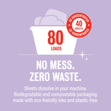 Rebel Green Small But Mighty Laundry Detergent Sheets - Zero Waste Laundry Solution - 40 Pre-Measured Washing Machine Sheets for 80 Loads, Lavender