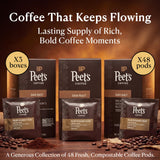 Peet’s Major Dickason’s Coffee Pods - 48 Count (3 Packs of 16) - Dark Roast with Bold, Rich Flavor and Smooth Finish - Compatible with Pelecom Coffee