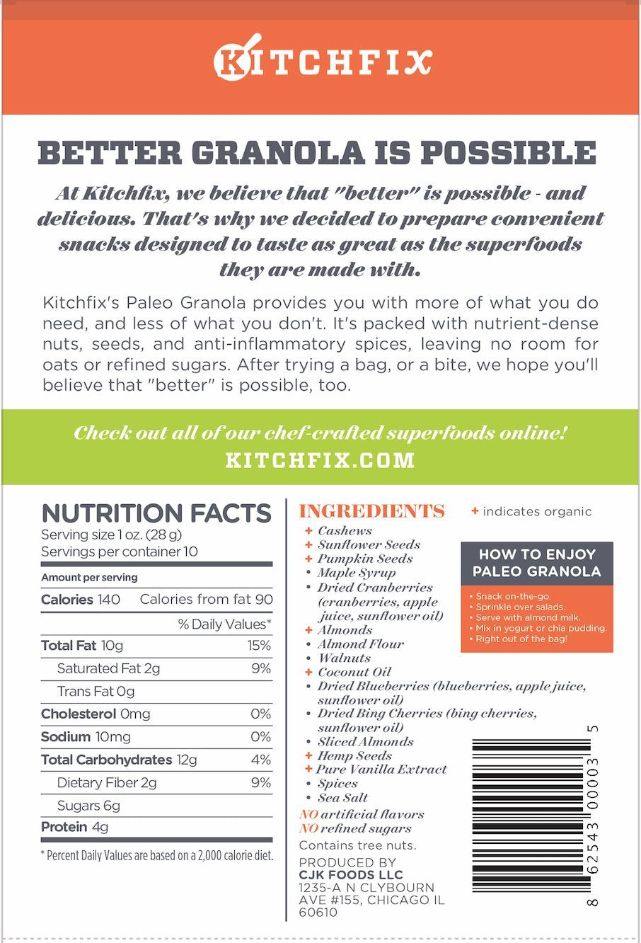 Kitchfix Granola, Vanilla Berry, 10 Oz