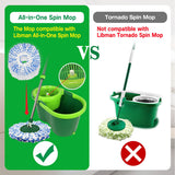 4 Pack Mop Head Replacement Compatible with Libman All-in-One Clean Spin Mop and Bucket System, Microfiber Spin Mop Replacement Head, Easy to Replace