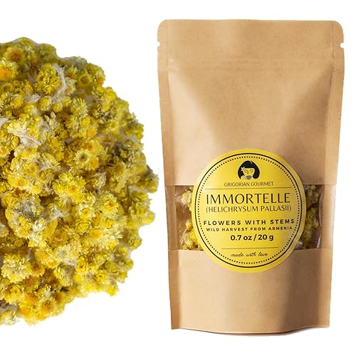 Immortelle (Helichrysum Pallasii) 0.7 OZ (20g) Dried Flowers with Short Stems, Loose Herbal Tea | Wild-Harvested from the Mountains of Armenia |